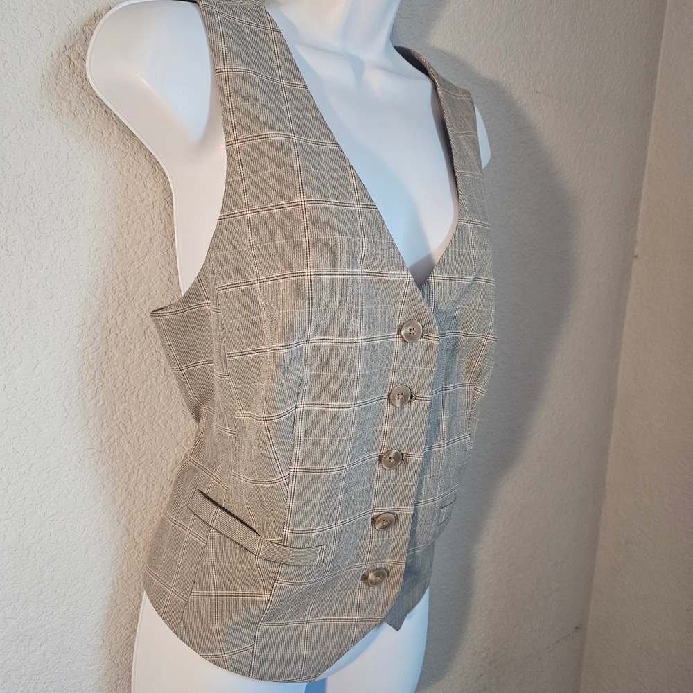 Express large vest grey women button up office casual academia classic - Picture 4 of 10